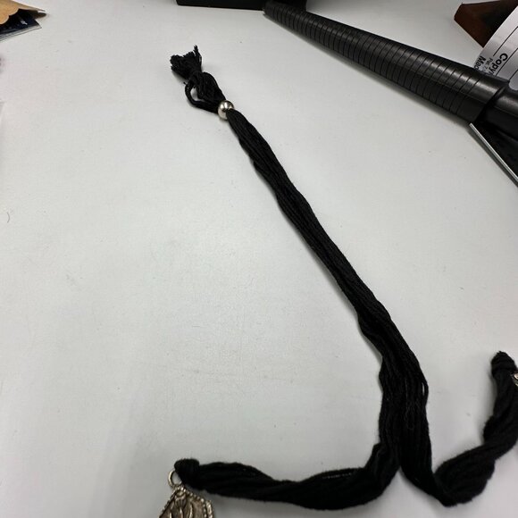 3/$30 Peacock Statement Necklace Silver Adjustable Fabric Cord Beaded Jewelry - Picture 7 of 11